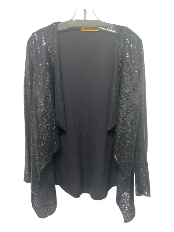 Alice + Olivia Size S/M Black Missing Material Tag Fully Sequined hi lo Cardigan