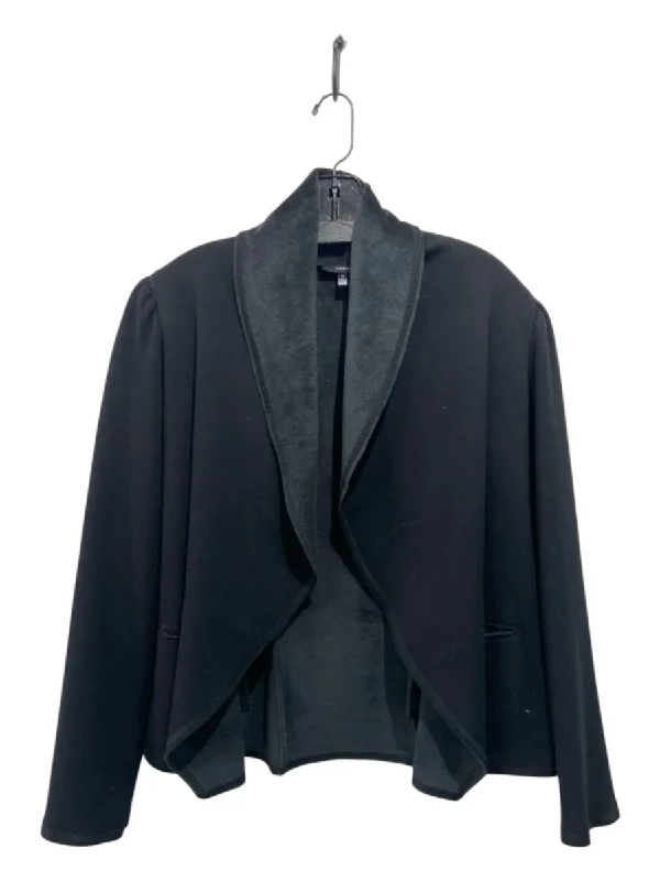 Drew Size M Black Polyester & Cotton Fleece Lining Puff Shoulder Cardigan