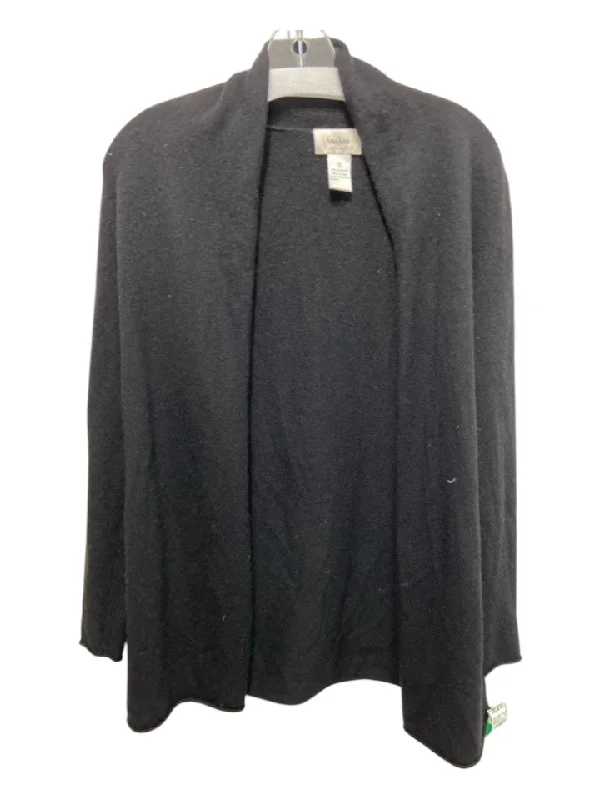 Neiman Marcus Size S Black Cashmere Open Front Long Sleeve Cardigan