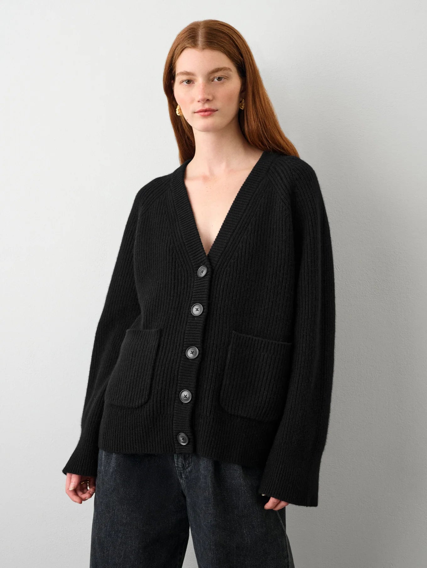 White + Warren - Cashmere Blend Ribbed Boyfriend Cardigan