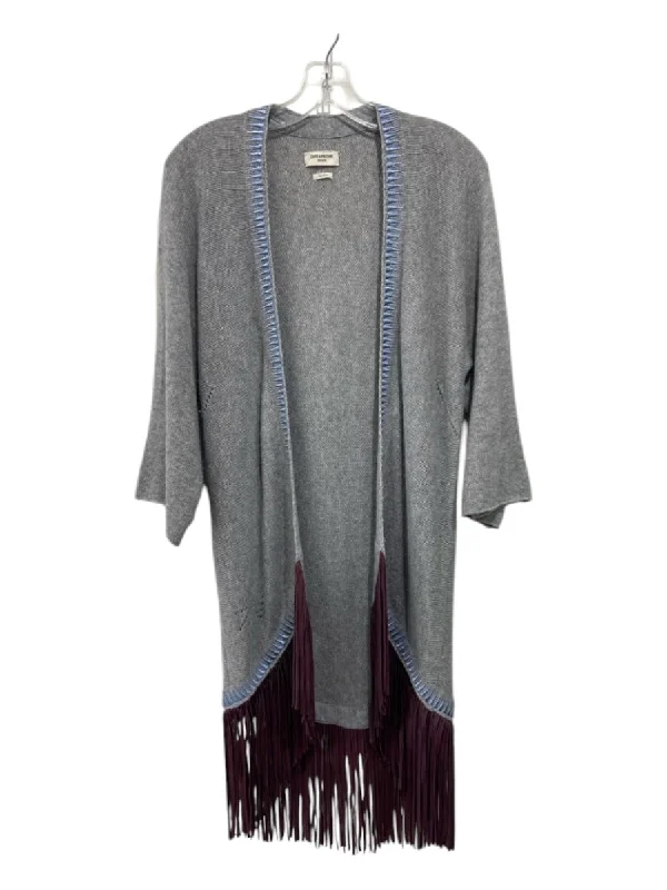 Zadig & Voltaire Size XS/S Gray & Purple Cashmere Open Front Fringe Cardigan