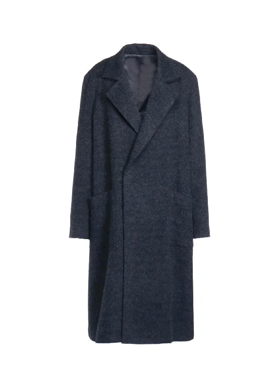 ECO WOOL BEAVER DOUBLE-BREASTED SNAP BUTTON LONG COAT