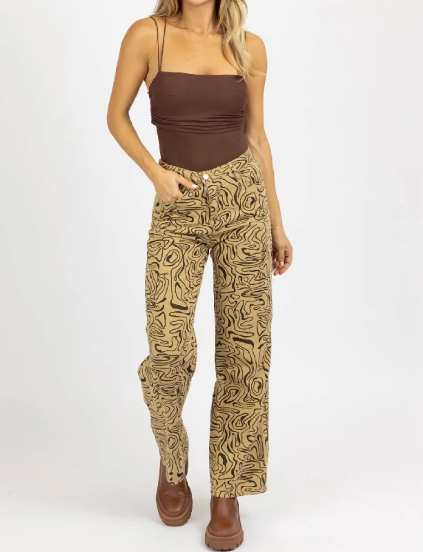 Abstract High Rise Flare Jean In Taupe