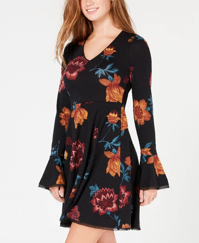 Juniors' Floral-Print Fit & Flare Dress