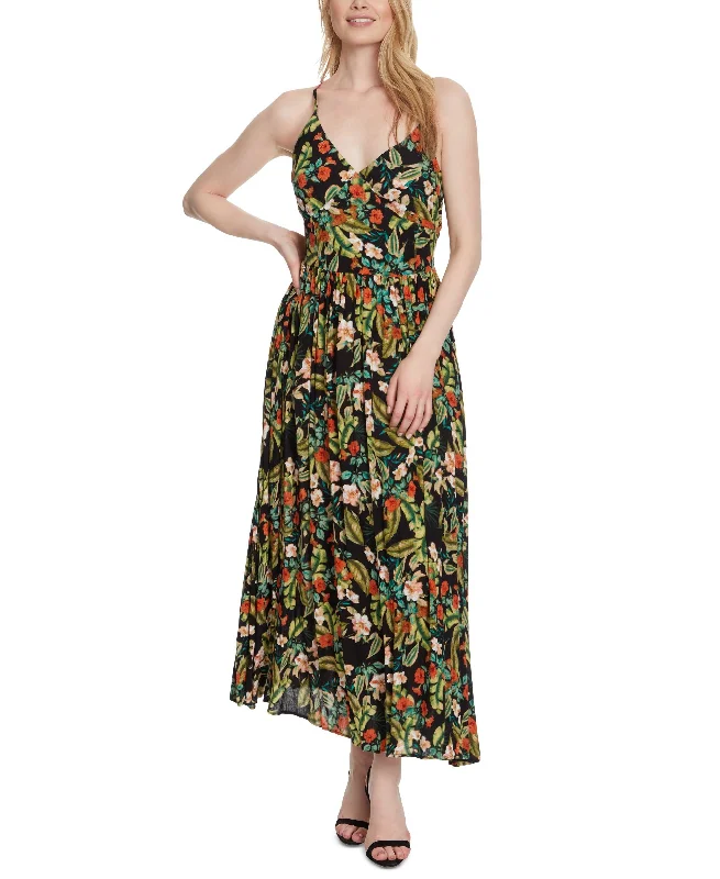 Jessica Simpson Womens Clia V Neck Long Maxi Dress