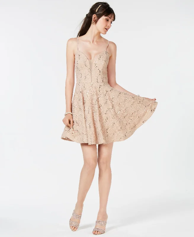 Speechless Juniors Sequin Embellished Lace Dress