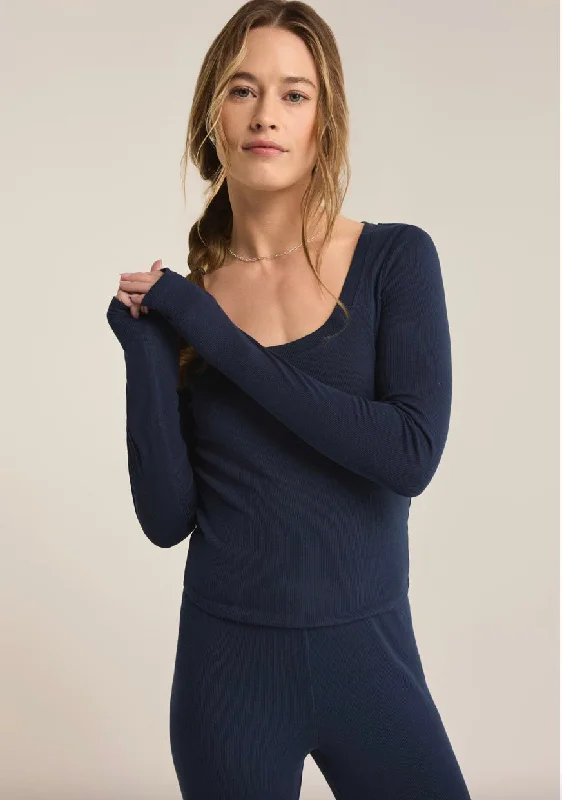 LEILA RIB Long Sleeve Top