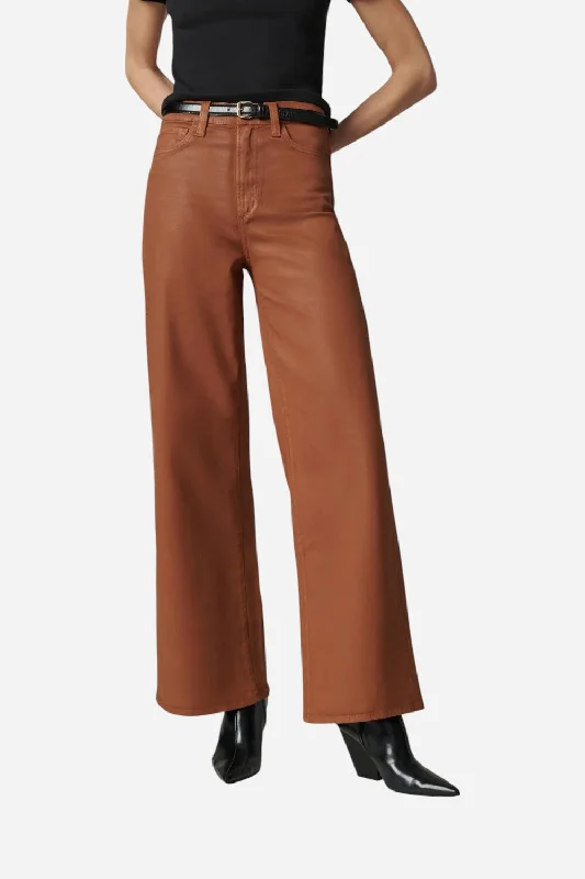 Joe's Jeans The Mia Petite Coated Wide Leg in Leather Brown