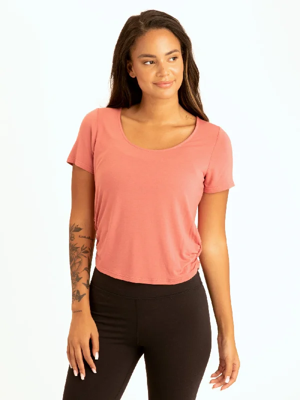 Deena Ruched Shirttail Cropped Tee