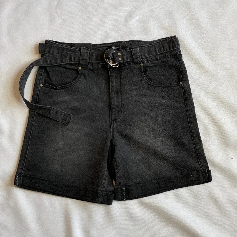 Wild World Black Denim Shorts with Long Belt +