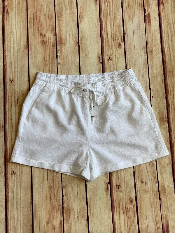 Daydream Linen Waistband Shorts with String Tie - White +